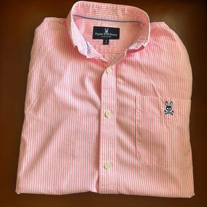 Psycho Bunny Size S  🐰 pink button up short sleeve! Like new ☺️